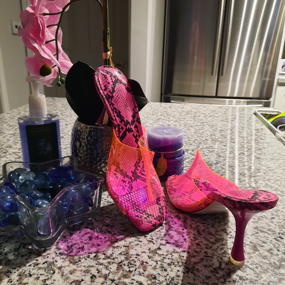 Jessica Simpson clear pink mule